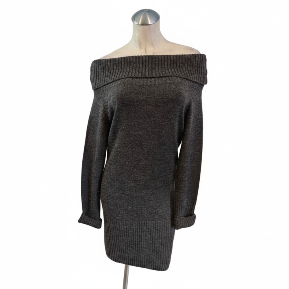 BCBG Max Azria Size M Off Shoulder Knit Dress 100% Lambswool